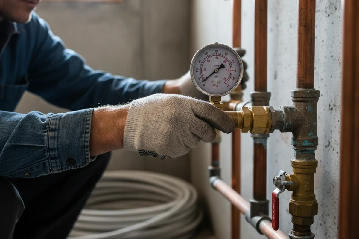 Pressure testing a repaired line during Water Line Repair in Pemberton
